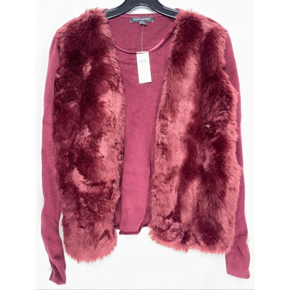 Banana Republic faux fur cardigan sweater size small